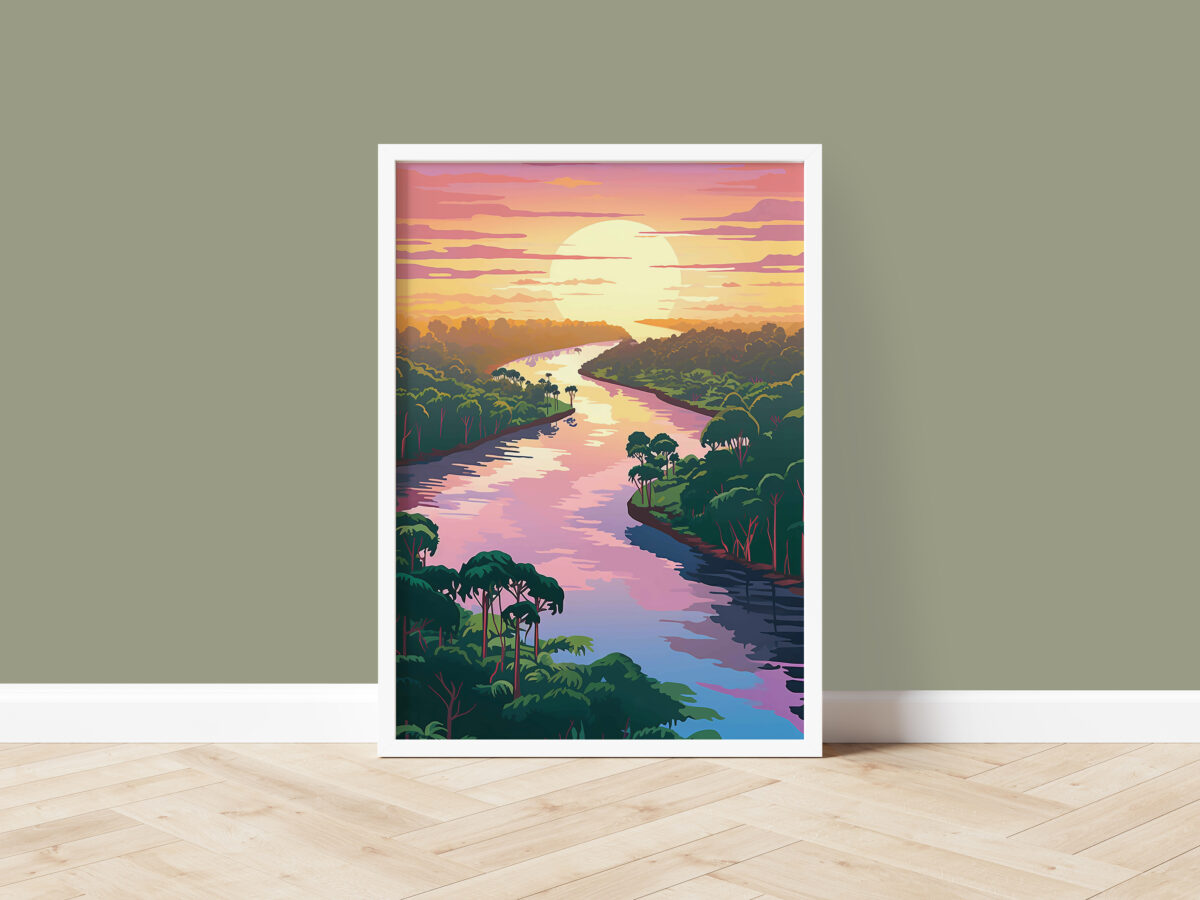 sunset over the amazon jungle mockup photo