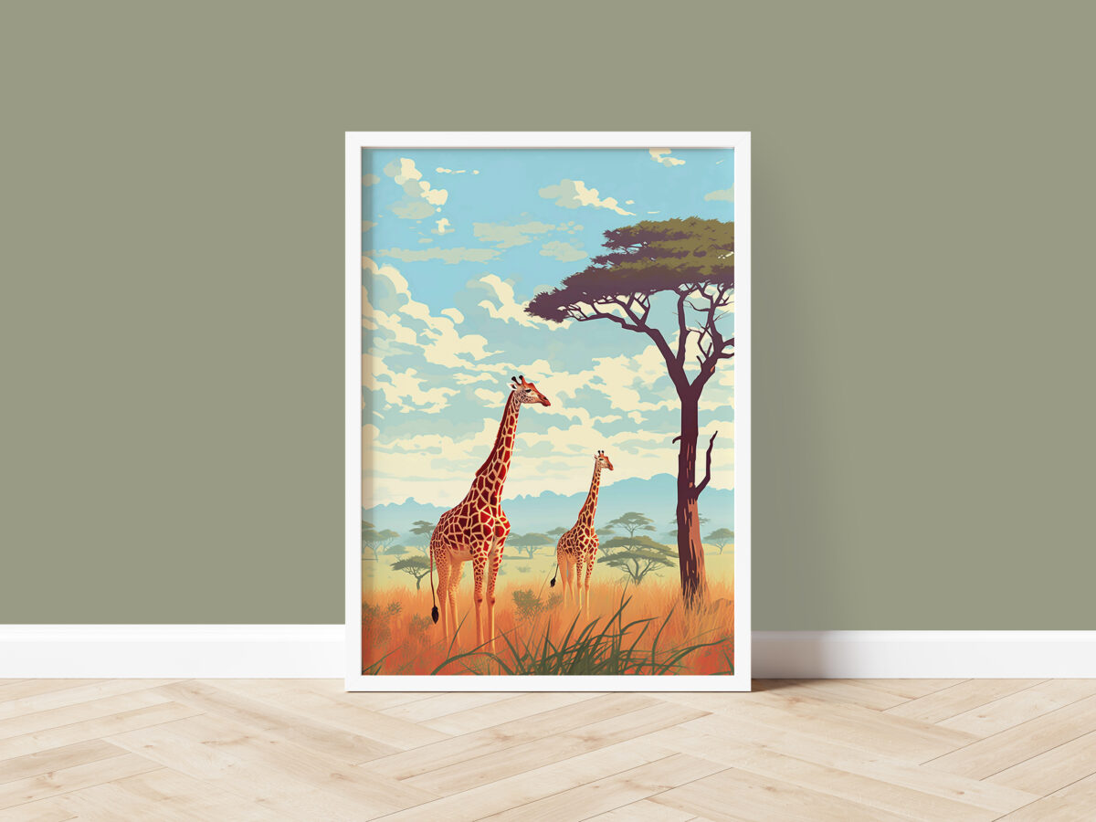 Serengeti with giraffes mockup photo