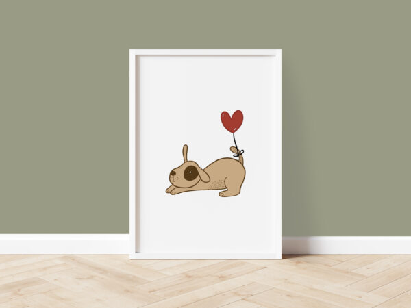dog with balloon nursery print